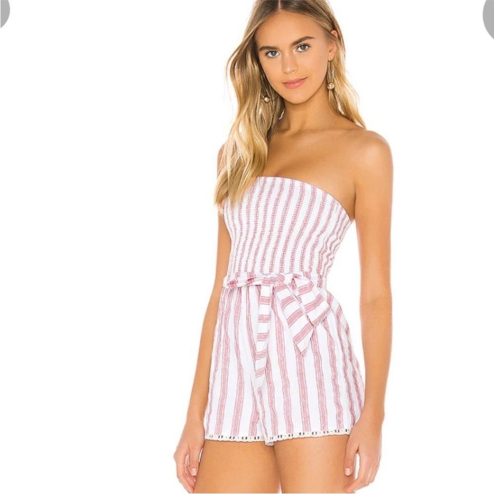 Tularosa Striped Strapless Romper